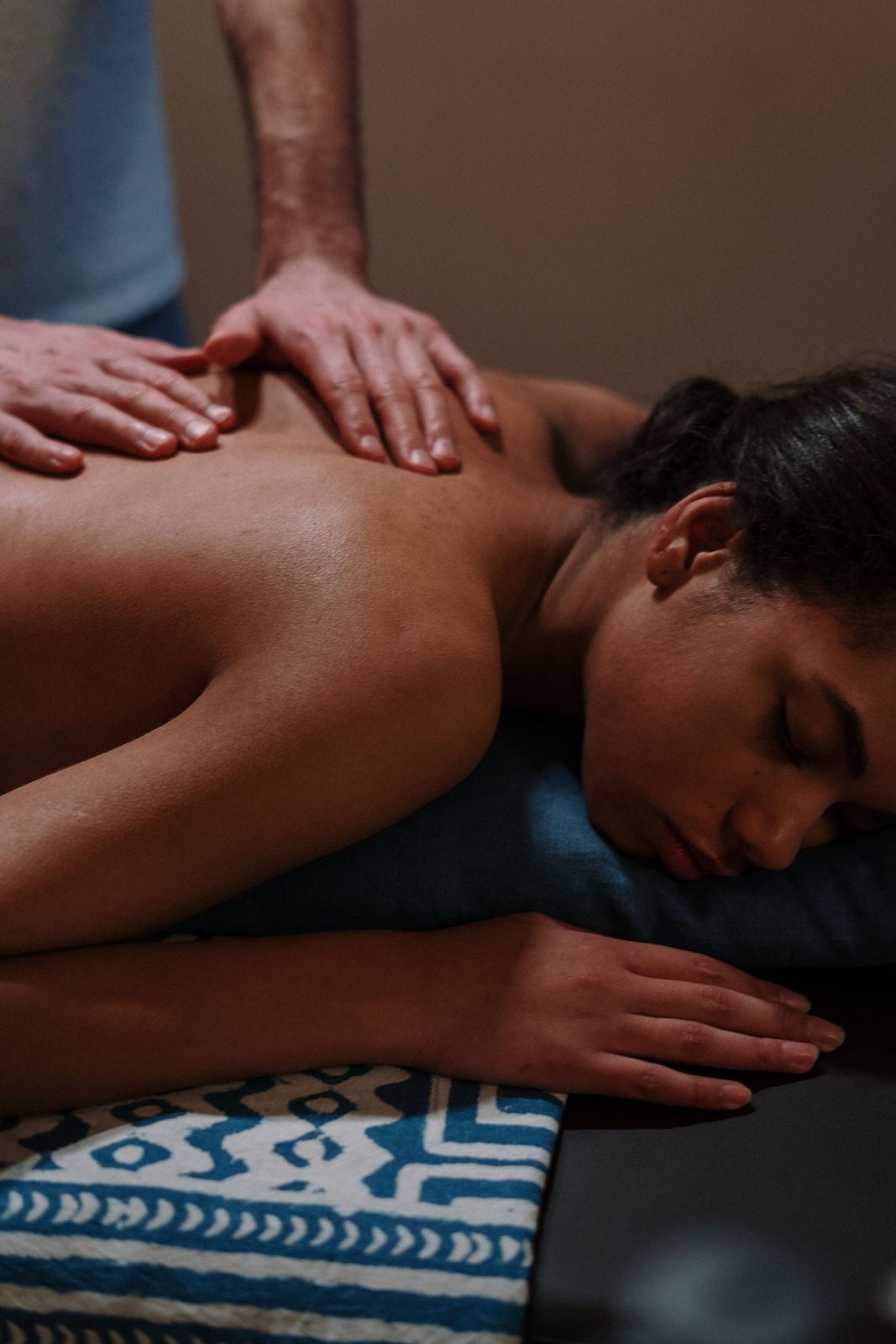 Abhyanga full-body warm oil massage being performed, a foundational Ayurvedic therapy